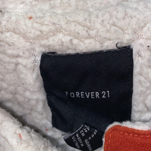 orange forever 21 faux fur lined coat - Picture 2 of 4